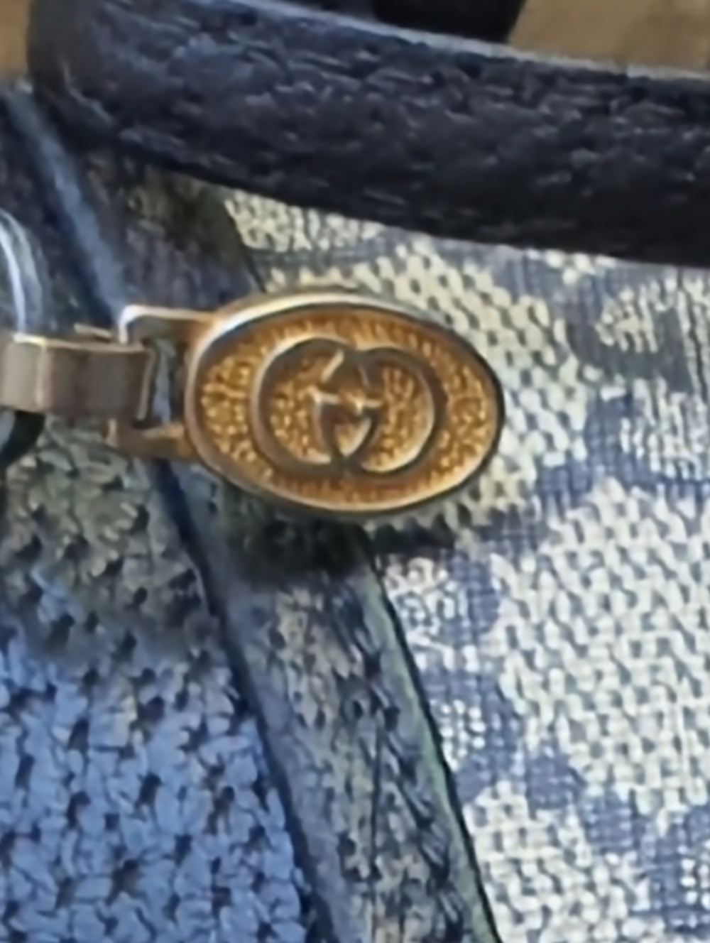 Gucci GG Supreme Monogram Coated Canvas Leather Blue Navy Shoulder/Crossbody Bag - Picture 13 of 15